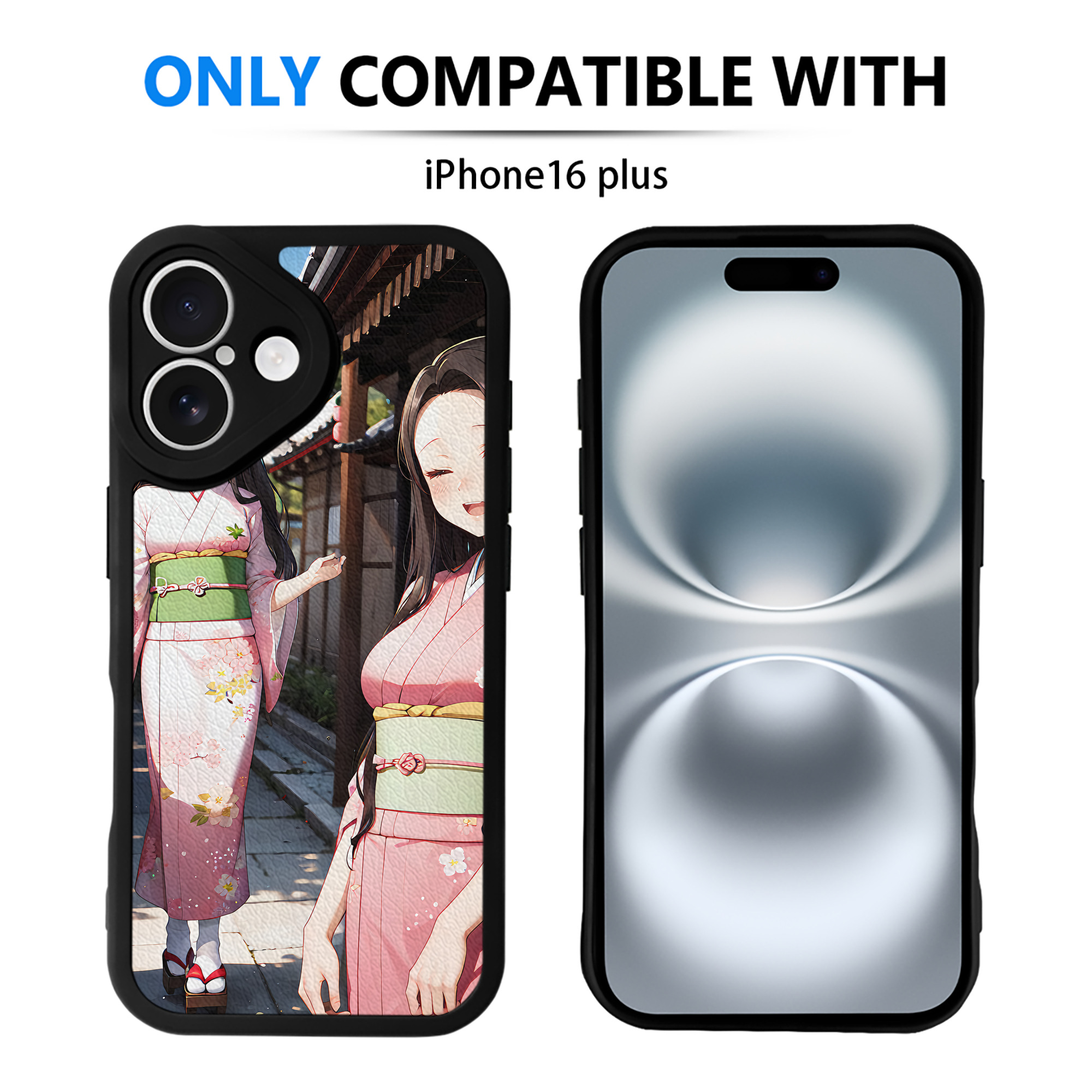 （画像用） 鬼滅の刃（きめつのやいば）竈門 禰󠄀豆子／かまど ねずこ Kamado Nezuko 【iPhone 16シリーズ対応】シリコンスマホケース（レザー調） 材質：シリコン